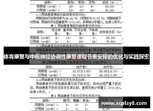 体育康复与中枢神经协调性康复课程节奏安排的优化与实践探索
